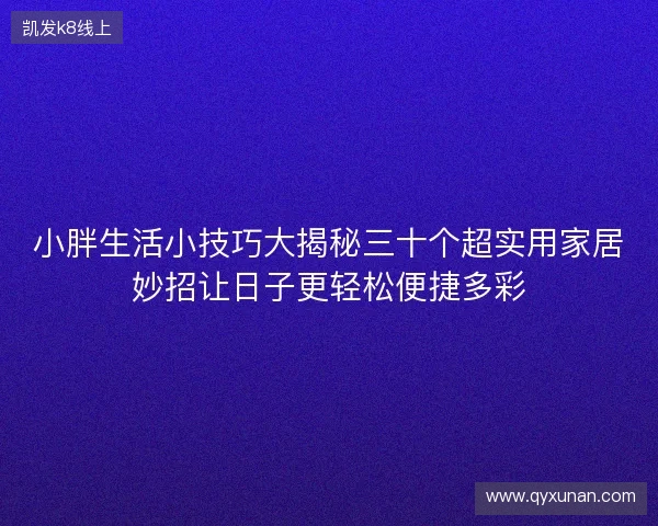 小胖生活小技巧大揭秘三十个超实用家居妙招让日子更轻松便捷多彩